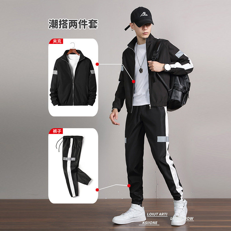 不一样的情侣装2025新款春秋跑步潮流白色卫衣男休闲运动套装潮牌,男装休闲套装,星座1712-3