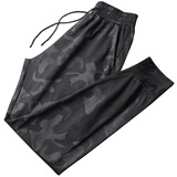 运动裤夏季薄款冰丝透气男士宽松休闲长裤弹力迷彩束脚收口男裤子，女装休闲裤，星座1712-3