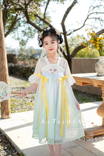 女童连衣裙夏季薄款中国风超仙汉服公主裙子儿童古装唐装裙子