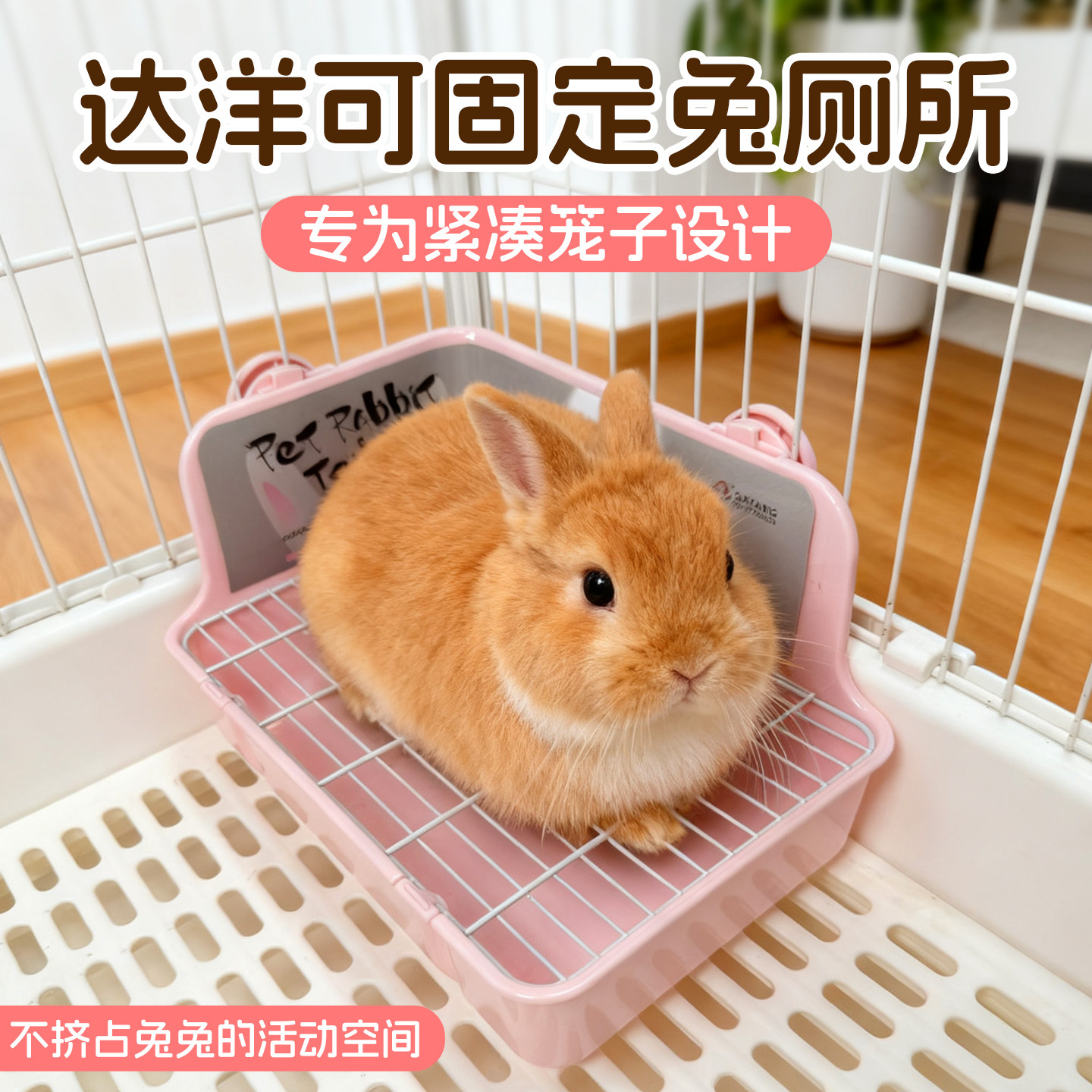 达洋卡扣式兔子厕所防掀翻厕所双固定方厕龙猫豚鼠便盆宠物兔