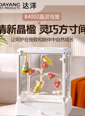 达洋鸟笼新B4002鹦鹉笼子虎皮牡丹观赏笼不锈钢全景玻璃别墅家用
