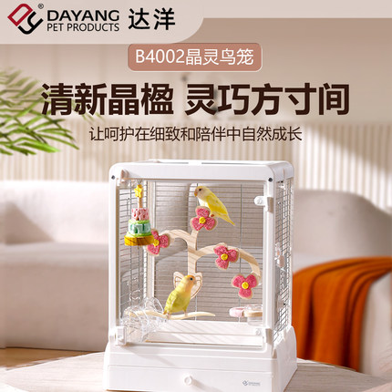 达洋鸟笼新B4002鹦鹉笼子虎皮牡丹观赏笼不锈钢全景玻璃别墅家用