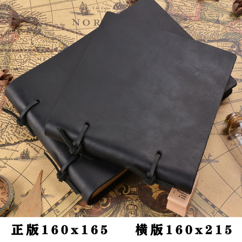 复古真牛皮本子绑绳疯马皮笔记本绘画本纯手工记事手绘本素描本