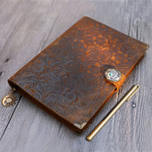 真皮笔记本子复古古典中国风a5可拆卸六孔空白活页本a6手帐礼物