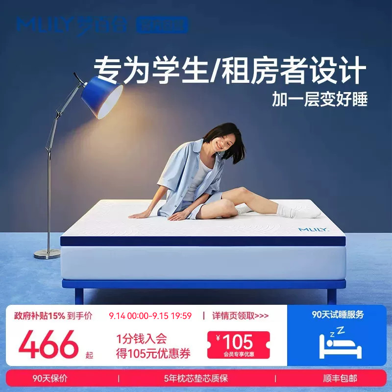 梦百合慢回弹记忆棉薄垫图片