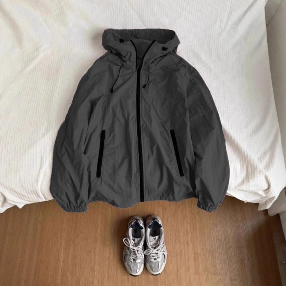 灰色冰丝防晒衣男夏季连帽速干运动外套轻薄透气户外冲锋服实用