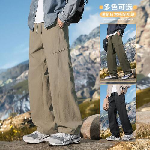 2025春秋冬新款港风工装棉拼接欧美宽松直筒休闲裤男潮PANTS MEN