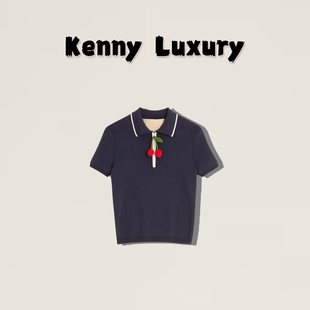 红色樱桃吊坠短袖 2025夏季 新款 女上衣 T恤polo衫 Kenny Luxury