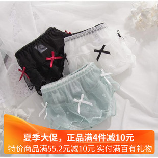 蕾丝超薄无痕蝴蝶结中低腰性感纯棉裆无痕可爱甜美三角裤 C女内裤