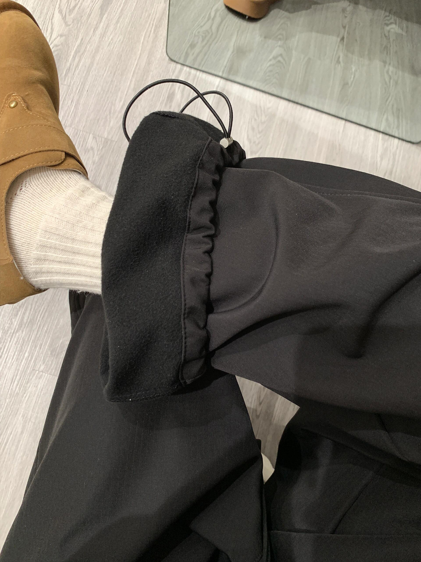 黑色加绒工装裤子女款2025秋冬新款美式加厚运动裤酷飒风伞兵长裤