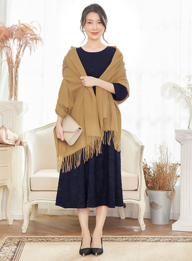 翠盈cuiying秋冬韩版羊绒仿兔毛披肩长款流苏两用拼接披肩88392