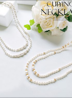 翠盈cuiying新品女式简约水钻镶嵌小香风时尚百搭长款项链L032