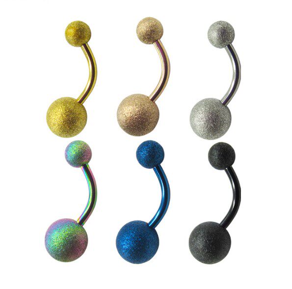 钛钢磨砂肚脐环肚脐扣钉圆球镀金肚皮舞饰品不易褪色穿刺饰品