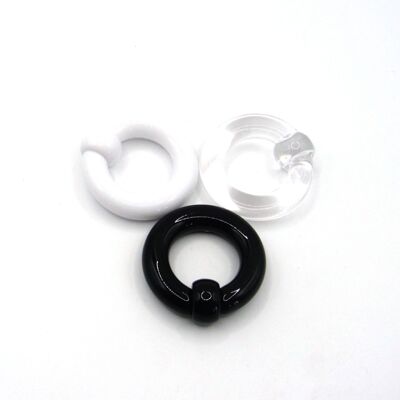 黑色亚克力多用环透明塑料卡球环bcr鼻环耳环乳环白色PA环耳扩