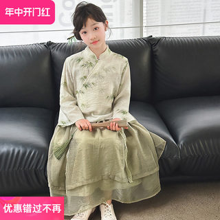 女童汉服连衣裙春装2024新款洋气儿童中国风套装女大童春秋款裙子