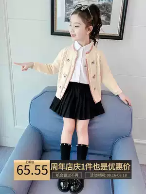 Girls cardigan sweater jacket 2021 new autumn casual girl single-breasted children's western style autumn sweater