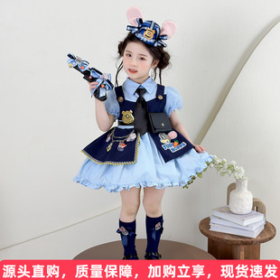 女童夏季连衣裙朱迪兔子警官儿童衣服洛丽塔公主裙夏女孩短袖裙子