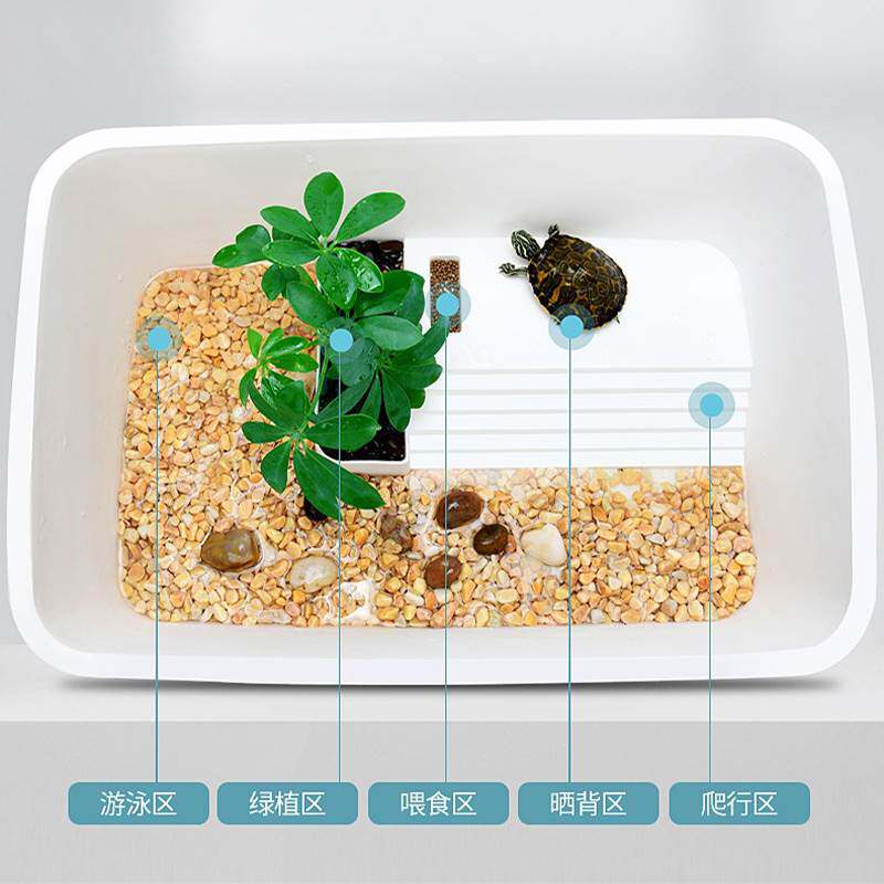 乌龟专用缸带晒台鱼缸塑料阳台大小型养龟的盆生态造景水陆饲养池