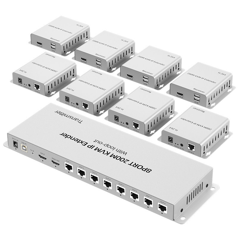 200米HDMIKVMIP网线延长器1x8