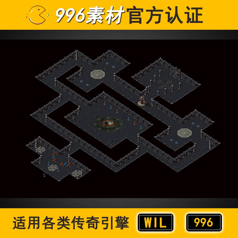 传奇地图素材地下地宫大阻1层200 黑色无极殿 高清地砖