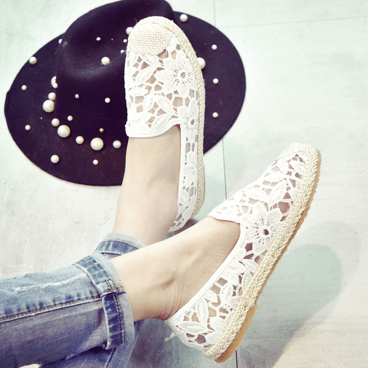 蕾丝网纱透气女装休闲鞋豆豆鞋女鞋平底单鞋懒人鞋渔夫鞋小白鞋子|msdalam kategori rumah harian, kasut bekalan, kasut rumah - dari Buy2taobao.com untuk memberikan perkhidmatan ejen Taobao profesional membeli