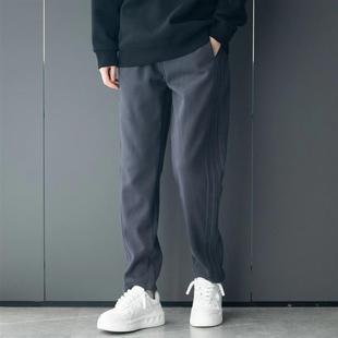 宽松纯色阔腿休闲裤 压褶m潮流弯刀直筒休闲裤 男 卫裤 隐述臻选新款