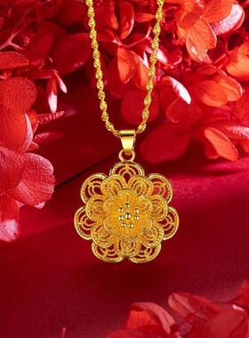 上海张良百货店大花朵吊坠项链女气质款复古大花朵锁骨项链