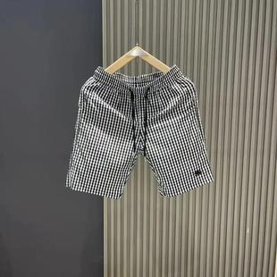 休闲百搭薄款 壹号轻奢男装 格子修身 短裤 条纹简EY约风男短 刺绣夏季