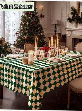 christmas圣诞桌布新款红色新年餐桌L布轻奢氛围装饰布盖布桌垫,