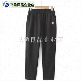 妈妈裤子秋冬季加绒保暖休闲长裤D中老年女装毛呢大码高腰直筒卫,