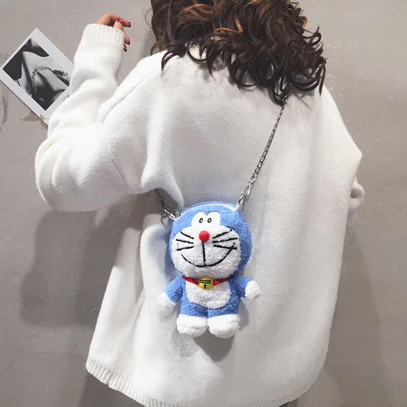 链条包包女2018新款卡通哆啦a梦迷你单肩包可爱毛绒少女斜挎包萌|msdalam kategori Beg kulit/wanita/beg lelaki, beg Ms. - dari Buy2taobao.com untuk memberikan perkhidmatan ejen Taobao profesional membeli
