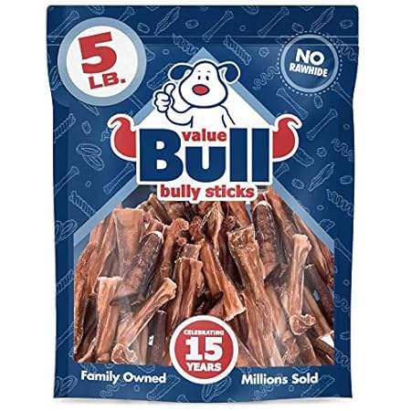 ValueBull Bully Stick Bits Dog Treats， 0-4 Inch， 5 Pounds