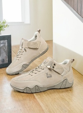 公羊联盟马丁靴男鞋秋冬季中帮真皮工装靴子加绒雪地靴男士登山靴