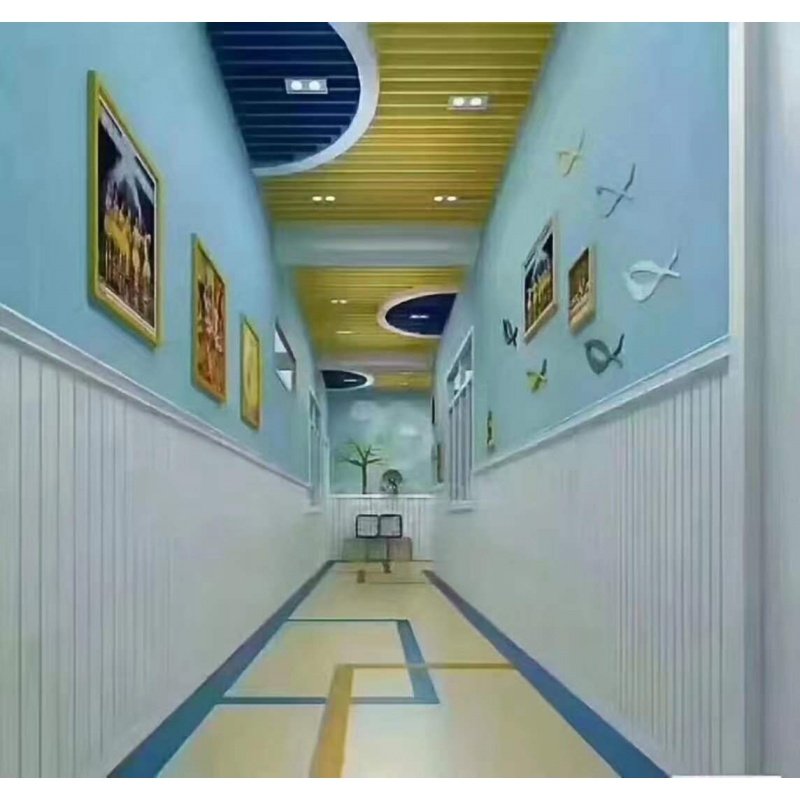 装饰护墙75吊顶生态木双浮雕板白色pvc墙裙幼儿园学校