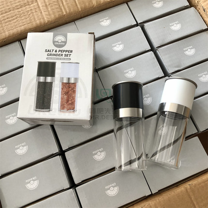 两个装 手动研磨器黑白胡椒厨房现磨调味瓶