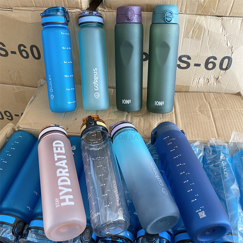 大容量运动水杯便携杯 学生塑料杯户外健身刻度随手杯1000ml