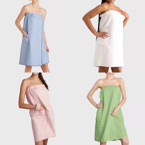 外单 华夫格浴巾魔术贴松紧半身浴袍78.7*132cm