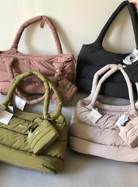 超大容量四色托特包夹棉秋冬单肩旅行李包