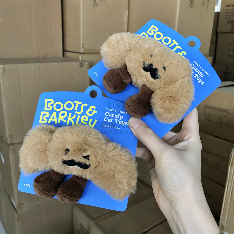 2个装外贸款可颂猫咪啃咬发声宠物玩具解闷卡通毛绒玩偶