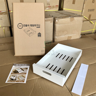 韩单 抽拉式滑轨收纳盒橱柜碗碟厨房调料柜内置物架抽屉收纳架