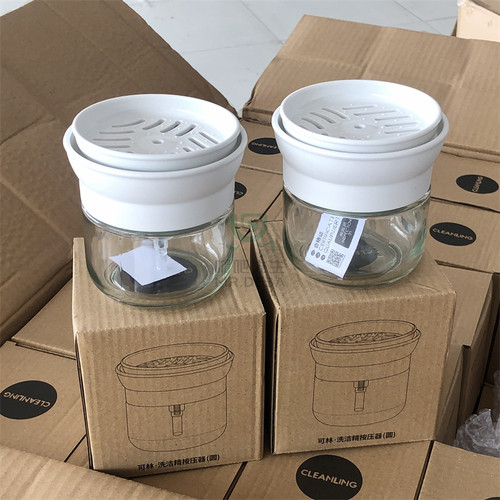 洗洁精按压瓶 厨房洗碗刷锅按压出液器玻璃瓶皂液瓶洗碗海绵收纳