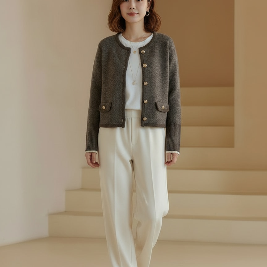 米白色阔腿裤女高腰垂感百搭显瘦