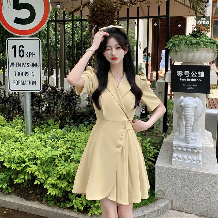 法式高级感西装连衣裙女夏款