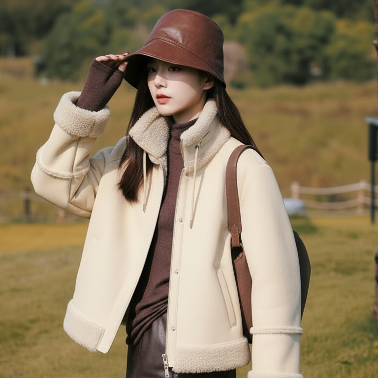 韩版女短款立领加厚保暖通勤大衣