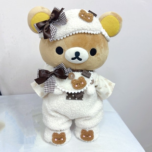 轻松熊娃衣M码泰迪熊着替原创手作背带裤颗粒绒婴儿棉T恤套装