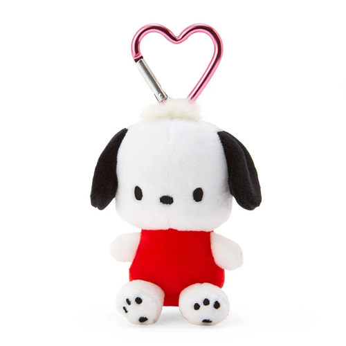 日本Sanrio正品PC狗Pochacco 心型爬山扣毛絨公仔匙扣包掛件