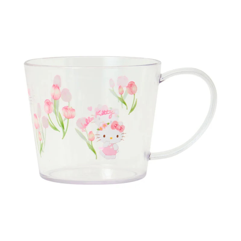 日本Sanrio正品Hello Kitty 膠馬克杯手柄水杯(花)