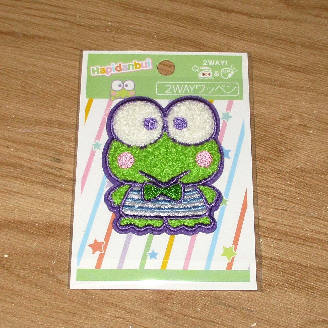 日本Sanrio正品Keroppi大眼蛙 刺繡大熨章布章貼