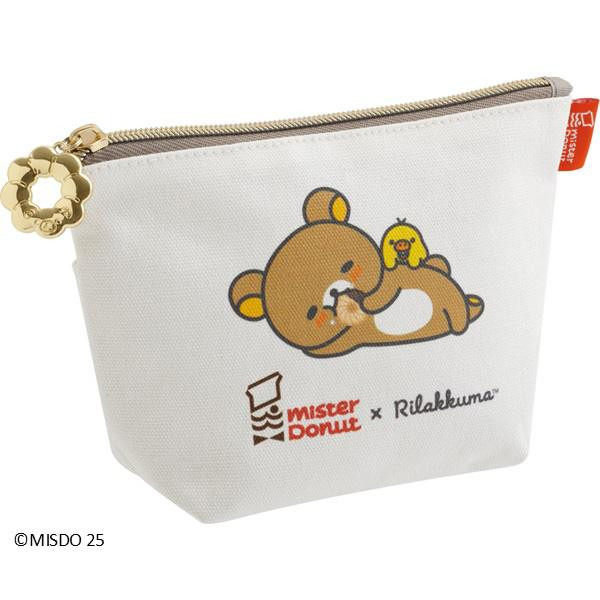 日本SanX正品Rilakkuma鬆弛熊 手拿包化妝包收納包(甜甜圈)