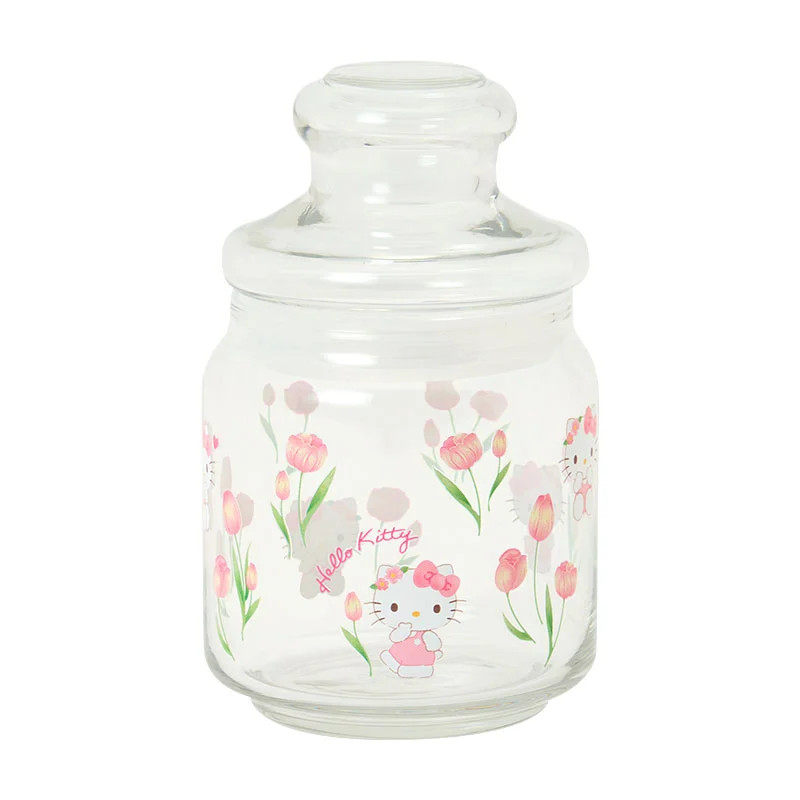 日本Sanrio正品Hello Kitty 玻璃罐糖果罐(花)